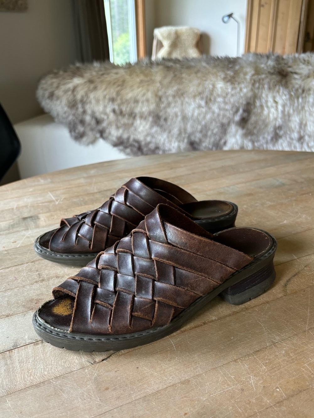 Vintage Woven Leather Slides
